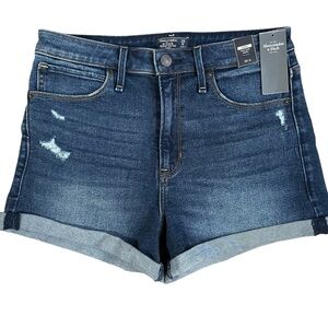 Abercrombie & Fitch Simone High Rise Jean Shorts Dark Blue 28/6 NWT Distressed
